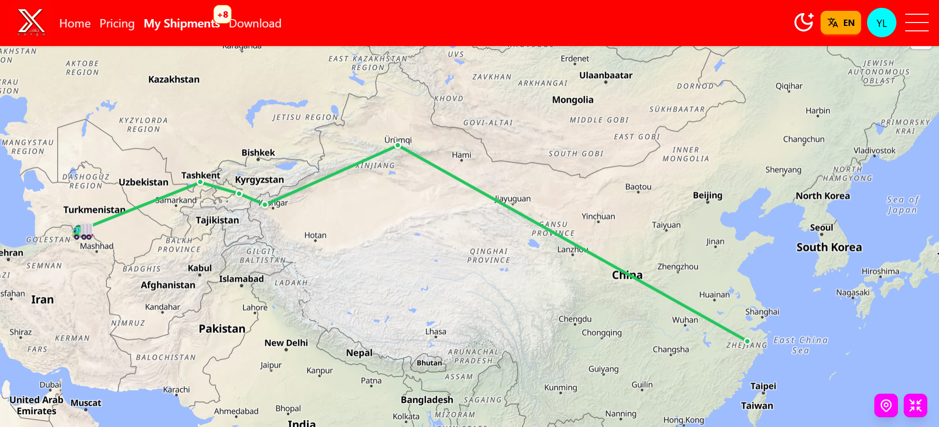 Preview of the Xcargo logistics website